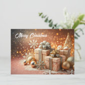 Christmas Scene with gifts and glittery Feestdagenkaart (Staand voorkant)