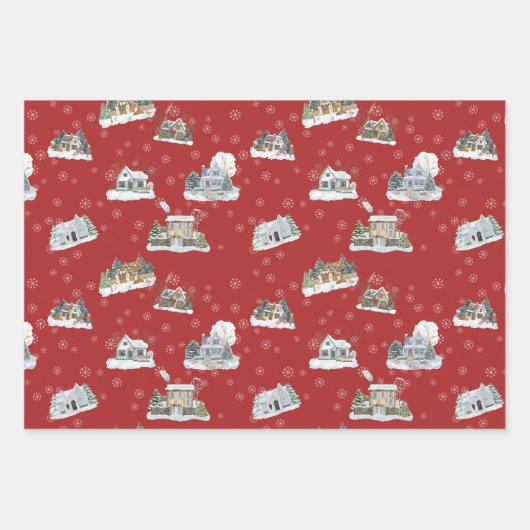 Christmas Scene Wrapping Paper Set (Voorkant 3)