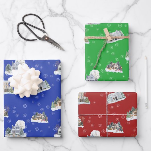 Christmas Scene Wrapping Paper Set (Voorkant)