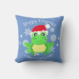 Christmas Schattige Frog Santa Hat Novelty Blue Kussen