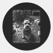 Christmas Schnauzer Caught On Camera  Ronde Sticker (Voorkant)