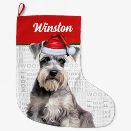 Christmas Schnauzer Dog Name Woof Background Grote Kerstsok