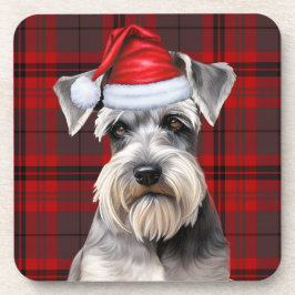 Christmas Schnauzer Dog Red Plaid Holiday Bier Onderzetter