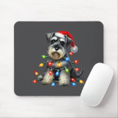 Christmas Schnauzer Dog Santa Hat Xmas Light Holid Muismat (Met muis)