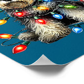 Christmas Schnauzer Dog Santa Hat Xmas Light Holid Poster (Hoek)