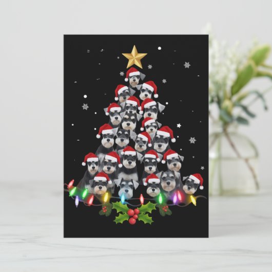 Christmas Schnauzer Dog Tree Xmas Pet Animal Kaart (Staand voorkant)