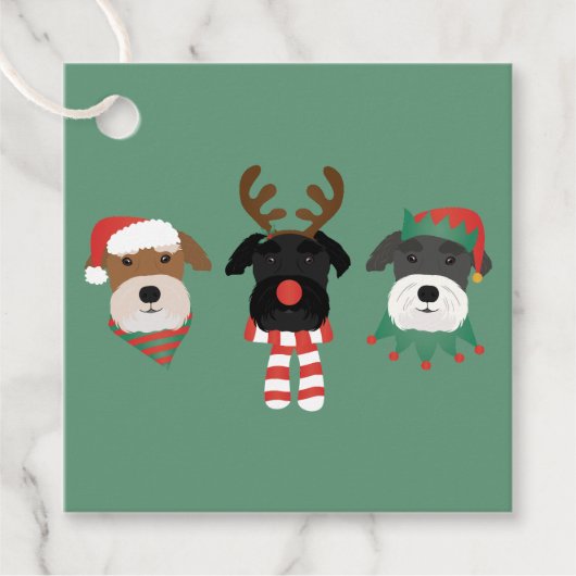 Christmas Schnauzer Dogs Bedankjes Labels (Voorkant)