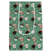 Christmas Schnauzer Dogs Medium Cadeauzakje (Achterkant)