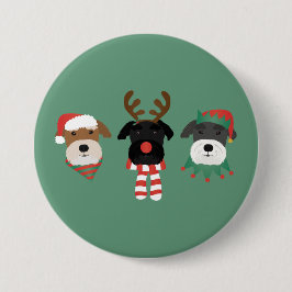 Christmas Schnauzer Dogs Ronde Button 7,6 Cm