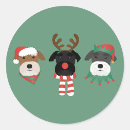 Christmas Schnauzer Dogs Ronde Sticker