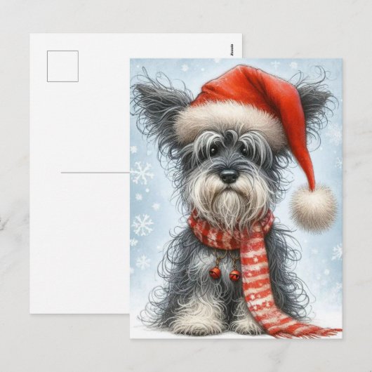 Christmas Schnauzer Feestdagenkaart (Voorkant / Achterkant)
