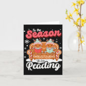 Christmas School Teacher Retro Librarian Groovy Xm Kaart (Gele Bloem)