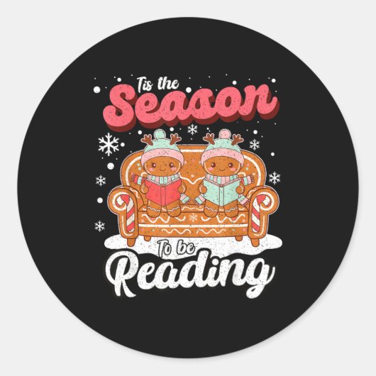 Christmas School Teacher Retro Librarian Groovy Xm Ronde Sticker (Voorkant)