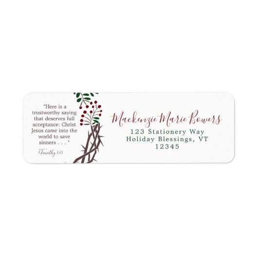 Christmas Schrift krans retour adres Etiket (Voorkant)