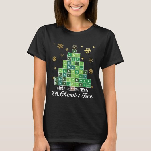 Christmas Science Chemist Tree Periodic Table Xmas T-shirt (Voorkant)