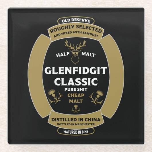 Christmas Scotch Whiskey Label Glazen Onderzetter (Voorkant)