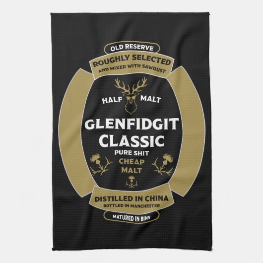 Christmas Scotch Whiskey Label Theedoek (Verticaal)