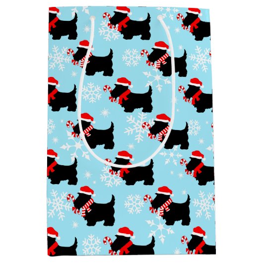 Christmas Scottie Dogs Pattern Medium Cadeauzakje (Voorkant)