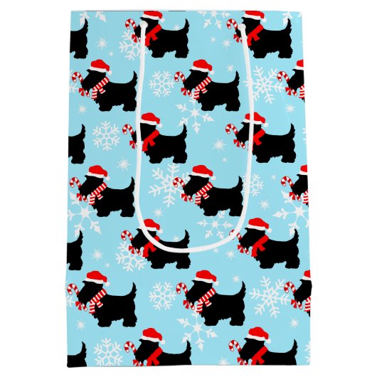 Christmas Scottie Dogs Pattern Medium Cadeauzakje (Achterkant)