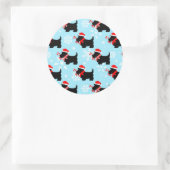 Christmas Scottie Dogs Pattern Ronde Sticker (Tas)