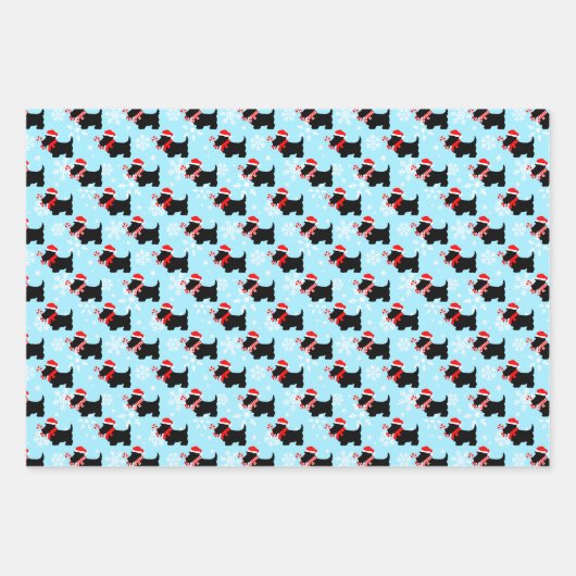 Christmas Scottie Dogs Pattern Wrapping Paper Shee (Voorkant)