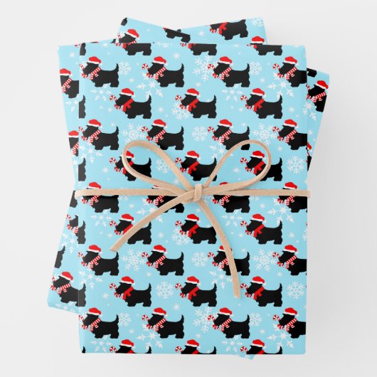 Christmas Scottie Dogs Pattern Wrapping Paper Shee (In situ)
