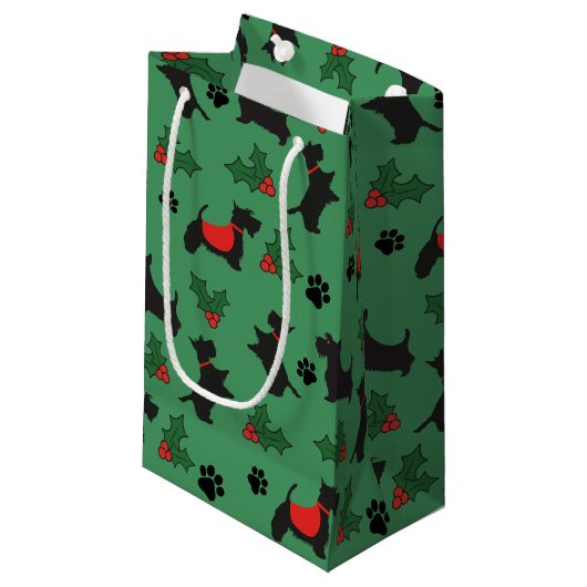 Christmas Scottie Gift Bag Hond Vakantie Klein Cadeauzakje (Voorkant Gekanteld)