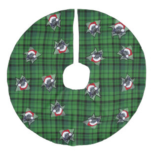 Christmas Scotties Green Plaid Tree Rok Imitatie Linnen Kerstboom Kleed