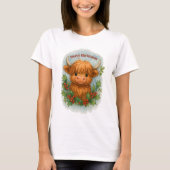 Christmas Scottish Highland Cow Holly & Mistletoe T-shirt (Voorkant)