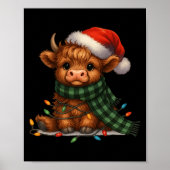 Christmas Scottish Highland Cow Santa Xmas Farm An Poster (Voorkant)