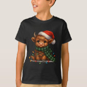 Christmas Scottish Highland Cow Santa Xmas Farm An T-shirt (Voorkant)