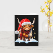 Christmas Scottish Highland Cow Wrapped In Christm Kaart (Gele Bloem)