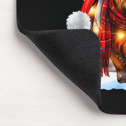 Christmas Scottish Highland Cow Wrapped In Christm Muismat (Hoek)