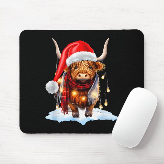 Christmas Scottish Highland Cow Wrapped In Christm Muismat (Met muis)
