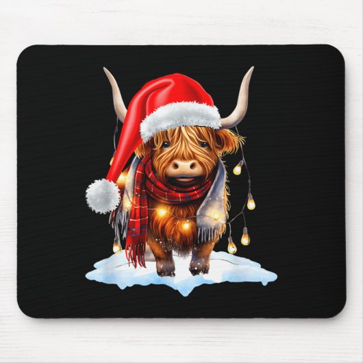 Christmas Scottish Highland Cow Wrapped In Christm Muismat (Voorkant)
