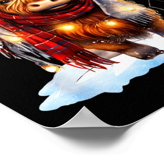 Christmas Scottish Highland Cow Wrapped In Christm Poster (Hoek)