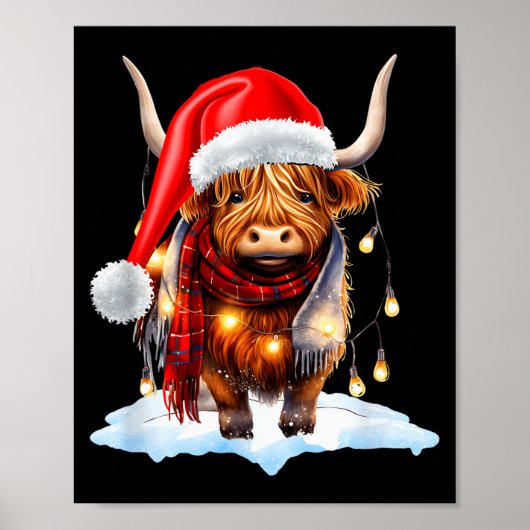 Christmas Scottish Highland Cow Wrapped In Christm Poster (Voorkant)