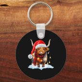 Christmas Scottish Highland Cow Wrapped In Christm Sleutelhanger (Voorkant)