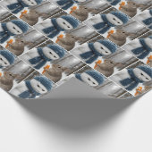 Christmas Scowling Snowman With a Bunny Cadeaupapier (Hoek)