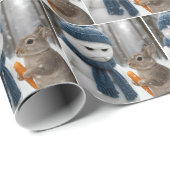 Christmas Scowling Snowman With a Bunny Cadeaupapier (Rol Hoek)