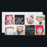 Christmas Script Collage in zwart Wenskaart Feestdagenkaart<br><div class="desc">Stuur kerstgroeten met deze eenvoudige,  maar elegante,  collage fotokaart in zwart met mooie scripttekst (extra kleurenschema's op zazzle.com/doodlelulu*).</div>