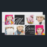 Christmas Script Collage in zwart Wenskaart Feestdagenkaart<br><div class="desc">Stuur kerstgroeten met deze eenvoudige,  maar elegante,  collage fotokaart in zwart met mooie scripttekst (extra kleurenschema's op zazzle.com/doodlelulu*).</div>