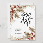 Christmas Script Wedding Sla de datum op Save The Date (Voorkant)