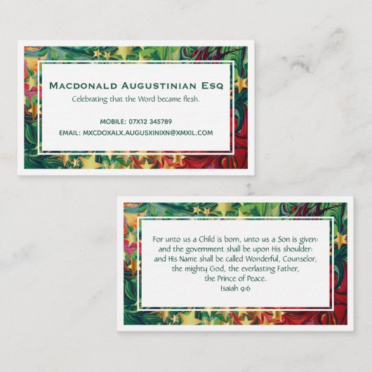 CHRISTMAS-scripts Specialized Evangelistic Visitekaartje (Voorkant / Achterkant)