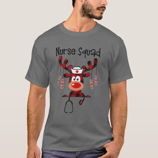 Christmas Scrub Top Reindeer Scrubs Rubber Gloves (Voorkant)