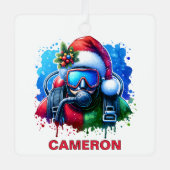 Christmas Scuba Diver Aangepaste naam Metalen Ornament (Voorkant)