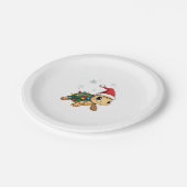 Christmas Sea Turtle Santa Xmas Men Women Boys Gir Papieren Bordje (Gekanteld)