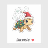 Christmas Sea Turtle Santa Xmas Men Women Boys Gir Sticker (Vel)