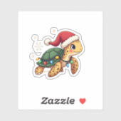 Christmas Sea Turtle Santa Xmas Men Women Boys Gir Sticker (Vel)
