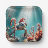 Christmas Sea Turtle With Candy Canes Papieren Bordje (Voorkant)